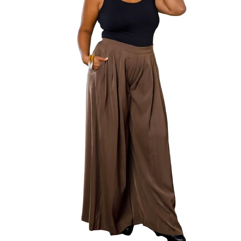 One-DAY Sale Women's Pleated Pants In Brown