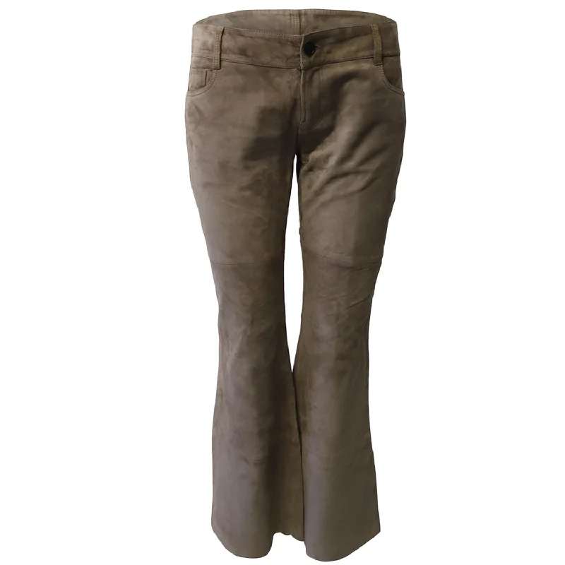 Weekend Bargains Galore Joseph Suede Bellbottom Pants in Brown Lambskin