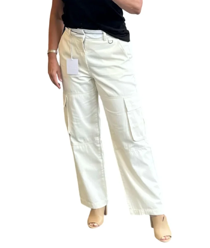 Savings Galore Addie High Rise Relaxed Cargo Trouser In Eggshell