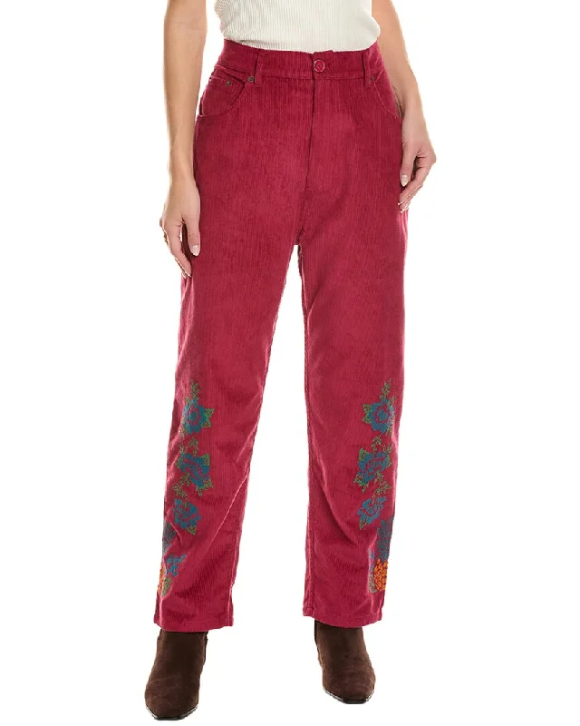 Discount Mania FARM Rio Embroidered Corduroy Pant