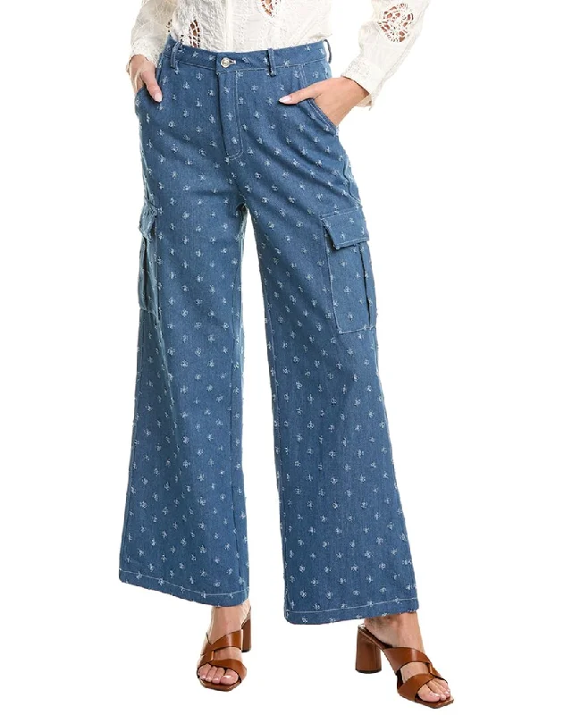 Mega Sale Gracia Flap Pockets Denim Cargo Pant