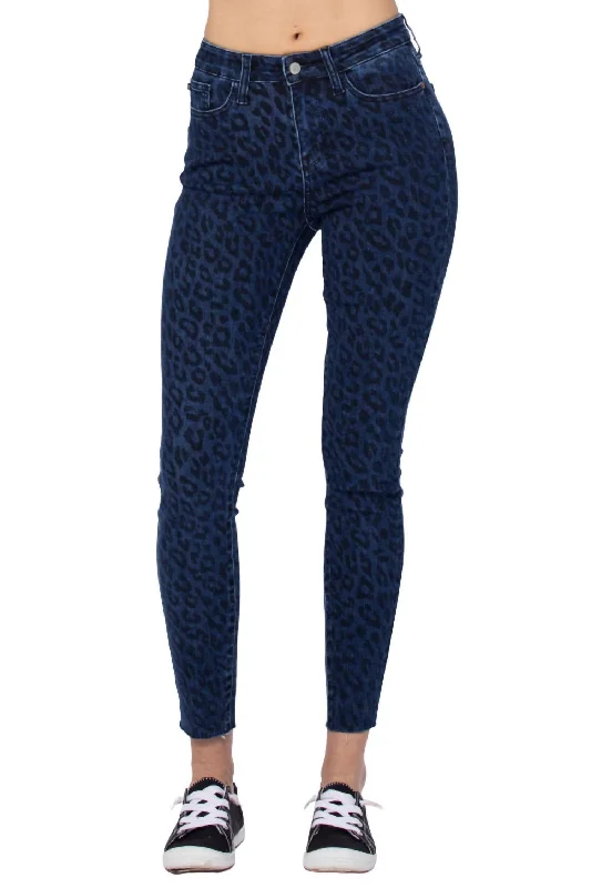 Online Exclusive Cheetah Print Skinny Jean In Medium Blue