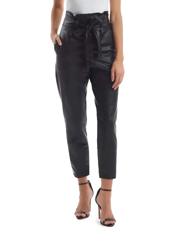 YEAR-End Clearance Faux Leather Paperbag Pant In Black