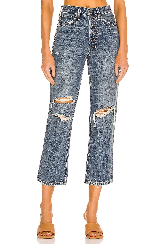 Year-End Clearance Charlie Jean With Exposed Button Fly In Destructed Pulse