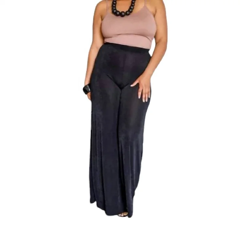 Flash Sale Slink Fabric Palazzo Pants In Black