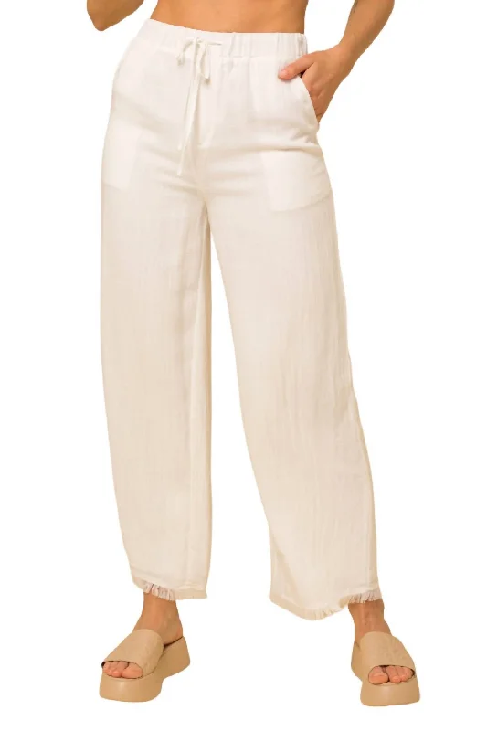 Buy More, Save More Fringe Hem Wide Leg Pant In White