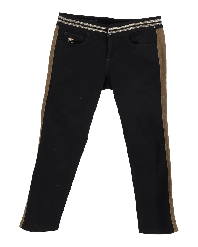Mega Discount Gucci Side Stripe Jeans in Black Cotton