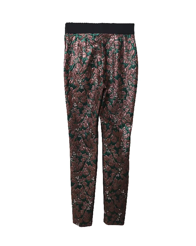 Deal Alert Dolce & Gabbana Iridescent Brocade Cigarette Pants in Multicolor Polyester