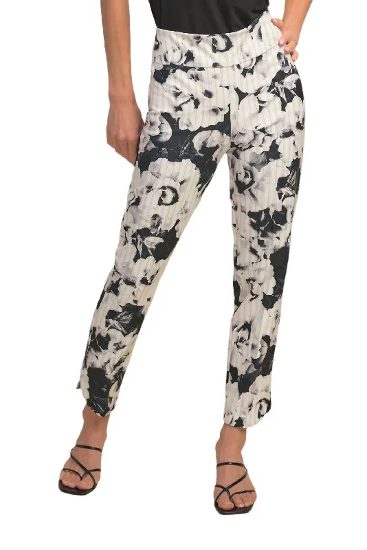Great Deals Cropped Print Pants In Black/grey