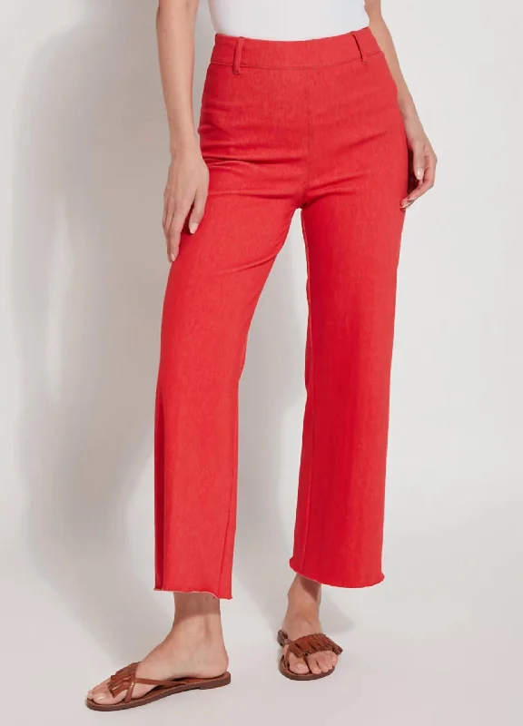 Closeout Deal Hi Waist No Side Seam Wide Leg Denim Pants In Watermelon