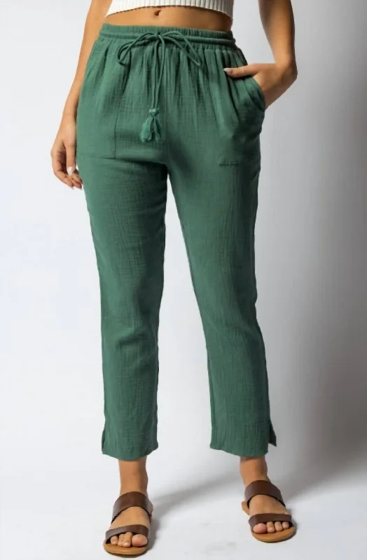 Great Deals Moss Cotton Pants In Dark Green