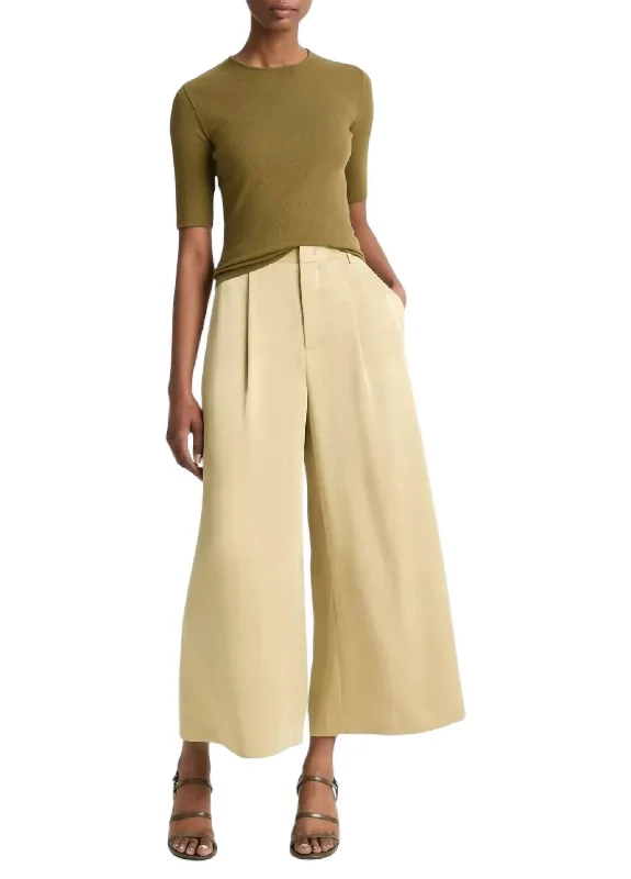 Weekend Bargains Await You Mid-Rise Satin Culotte Pants In Pale Cliff
