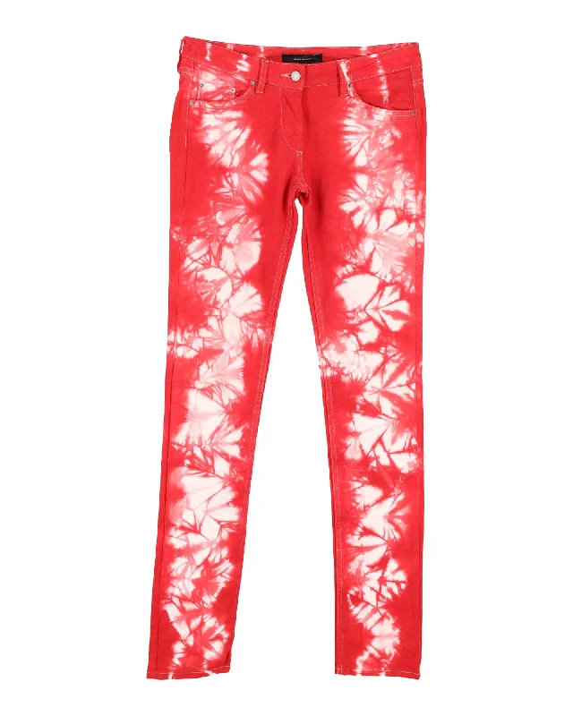 Online Specials Isabel Marant Tie-Dye Jeans in Red Cotton