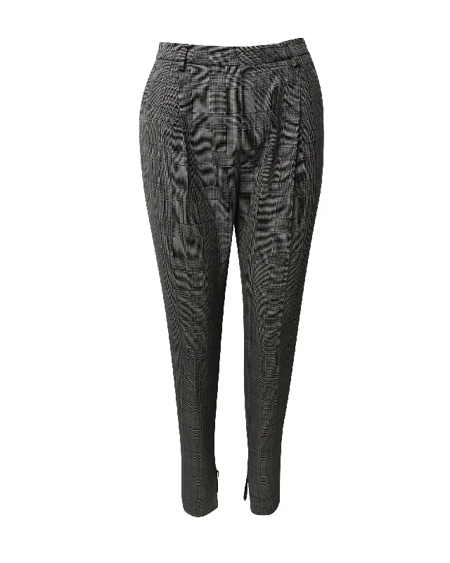 Price Smash Saint Laurent Checked Slim Trousers in Grey Wool
