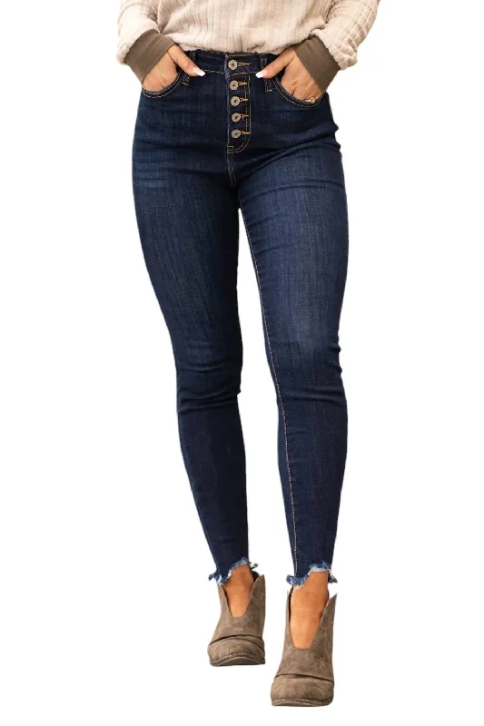 Super Savings Mindy Hi Rise Button Skinny Jean In Dark Wash