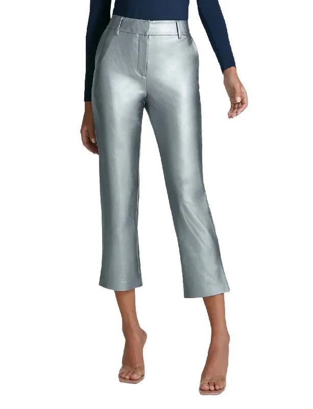 Deal Alert Faux Leather 7/8 Trouser In Platinum
