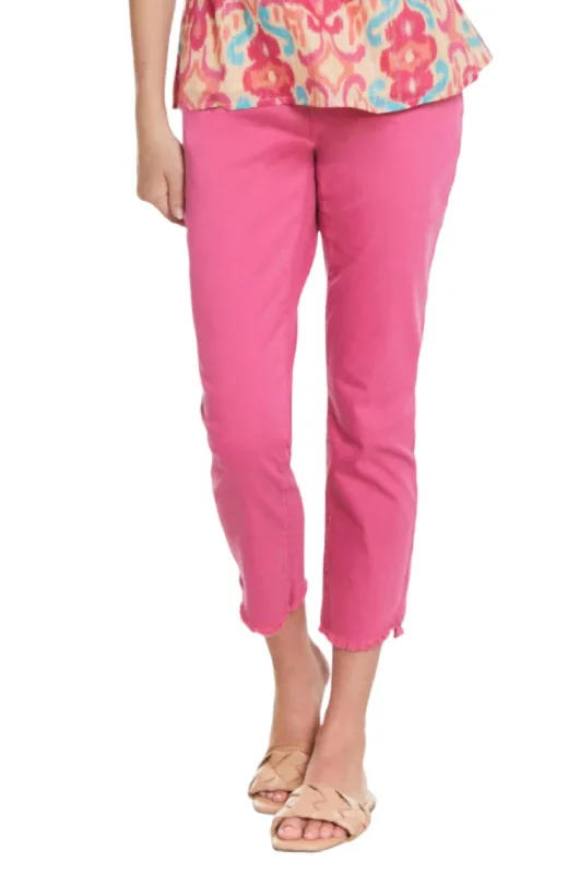 New Deal Crop Step Fray Hem Jeans In Bright Pink