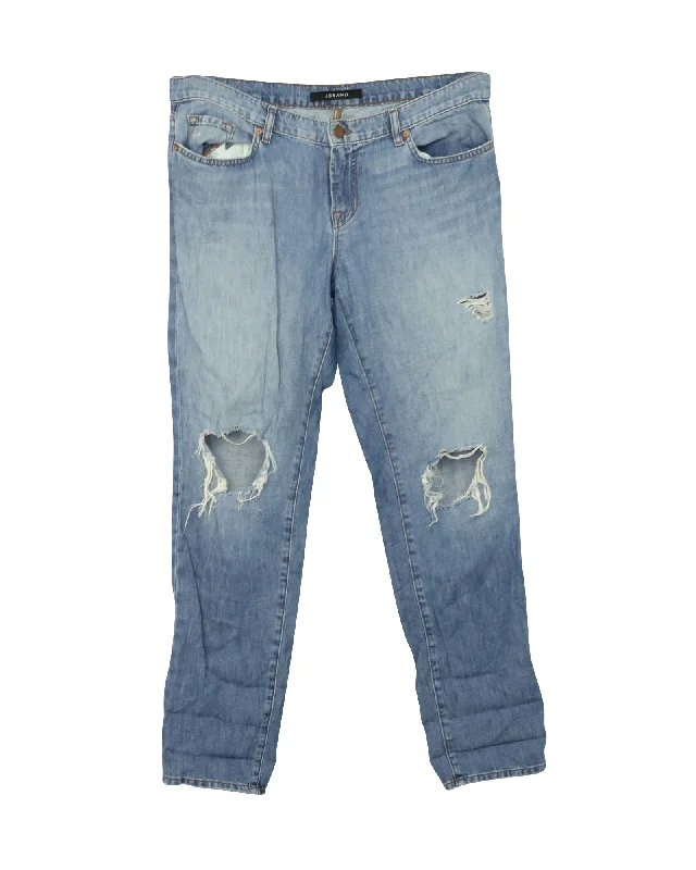 Weekend Bargains Just for You J Brand Distressed Boyfriend Jeans in Blue Cotton Denim Weekend Bargains Just for You J Brand Distressed Boyfriend Jeans in Blue Cotton Denim