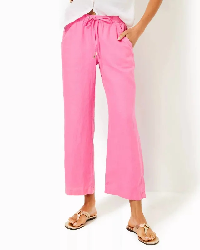 Weekend Shopping Made Better Brawley Linen Crop Pants In Confetti Pink
