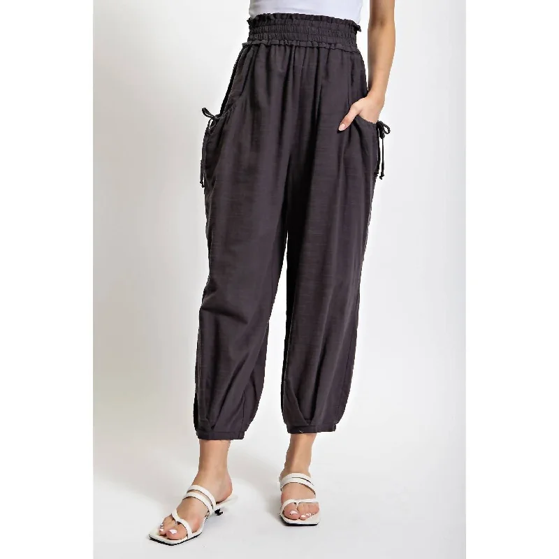 Act Fast Ramona Cotton Pants With Side Pockets In Gray