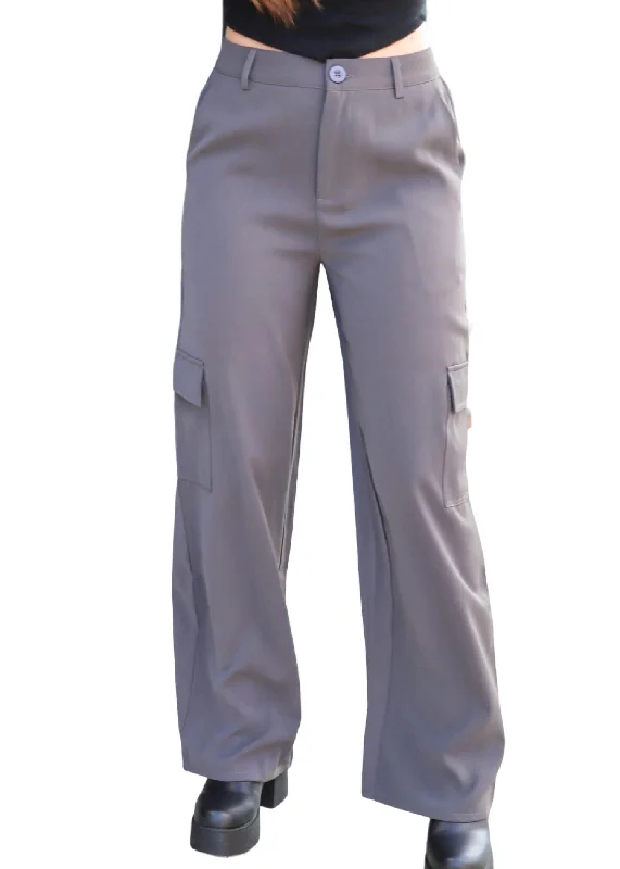 Take Action Just Getting Started Cargo Pants In Charcoal