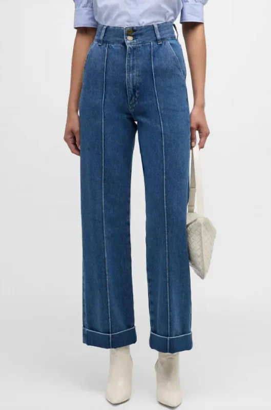 Hurry Up 70S Cuffed Crop Straight Jean In Lago Di Como