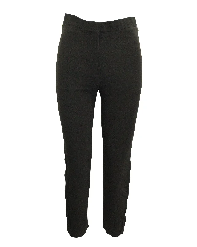 Weekend Deal Celine Zip Up Detailed Slim Fit Pants in Black Silk