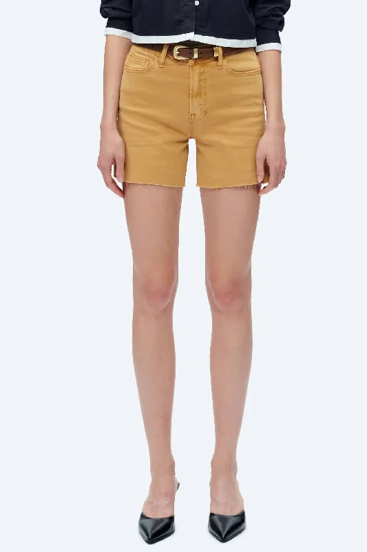 Weekend Offers That Shine Nyla High Rise Shorts In Yellow Ochre