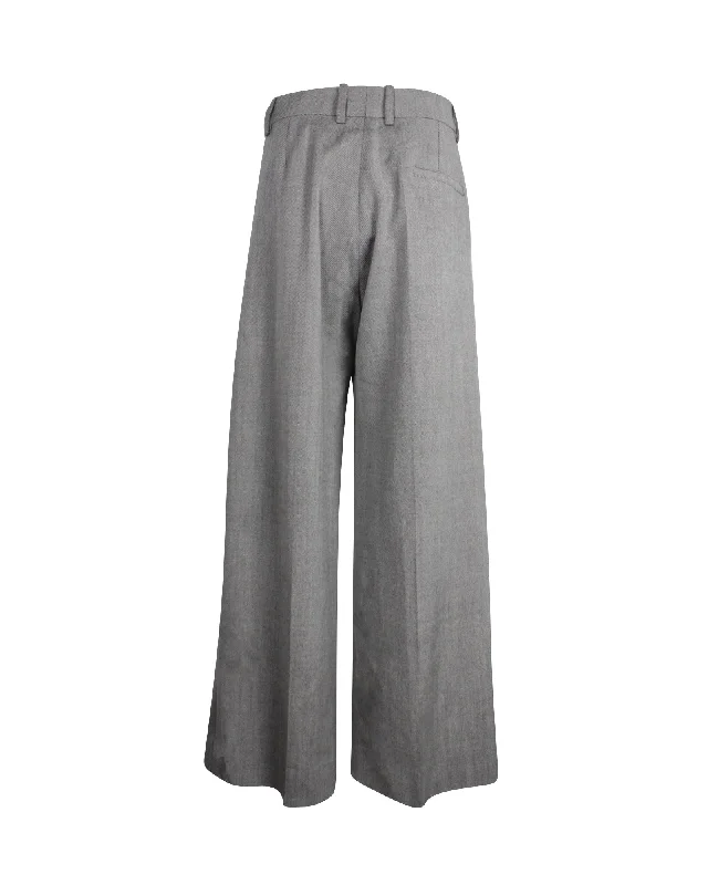 Time-Limited Offer Christian Dior dior Wide Leg Pants in Grey Virgin Wool