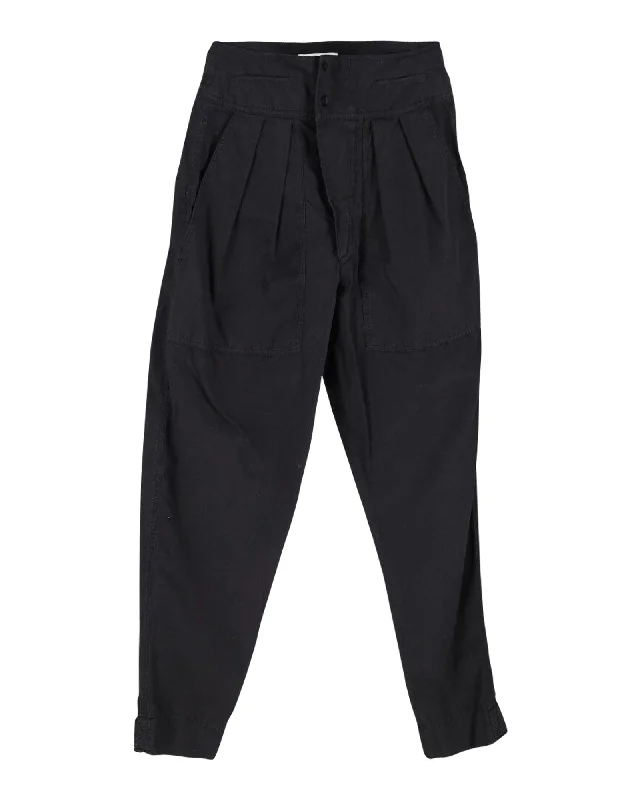 Price Fest Isabel Marant Pleated Trousers in Black Cotton