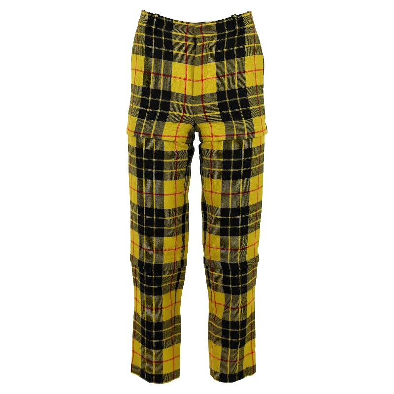Take Advantage Balenciaga Tartan Wool Straight-Leg Pants in Yellow Wool