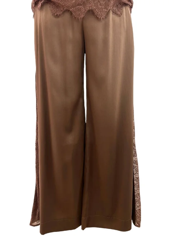 Overstock Sale Women's Brya Silk & Lace Trousers In Cocoa