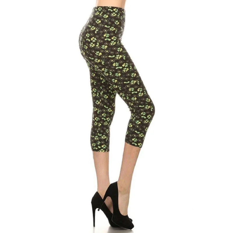 Weekend Specials to Snag Clover Print, High Rise, Fitted Capri Leggings