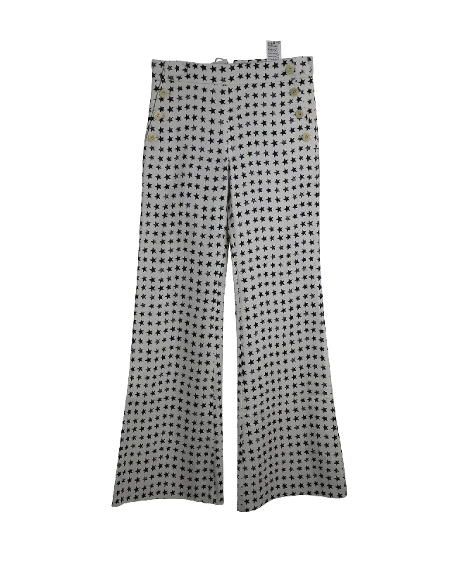 Crazy Deals Max Mara Zirlo Star Print Flared Pants in White Cotton