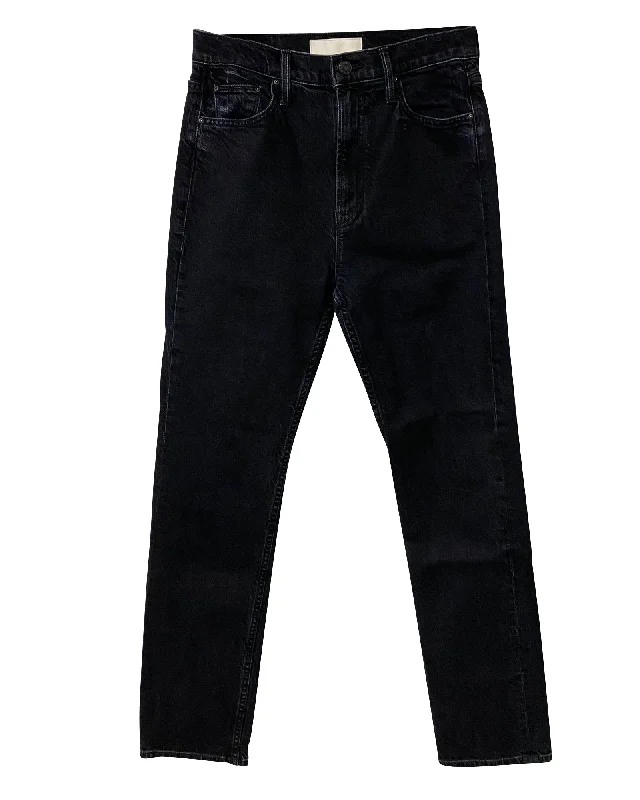 Steals and Deals Mother Jeans with Washed-out Detail in Black Cotton