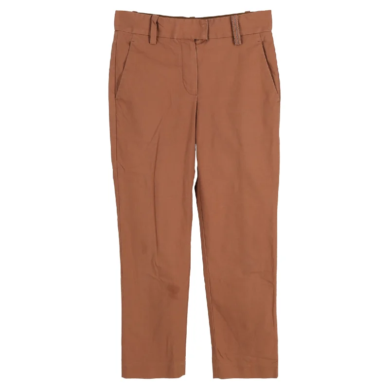 Midnight Madness Brunello Cucinelli Cropped Trousers in Brown Cotton