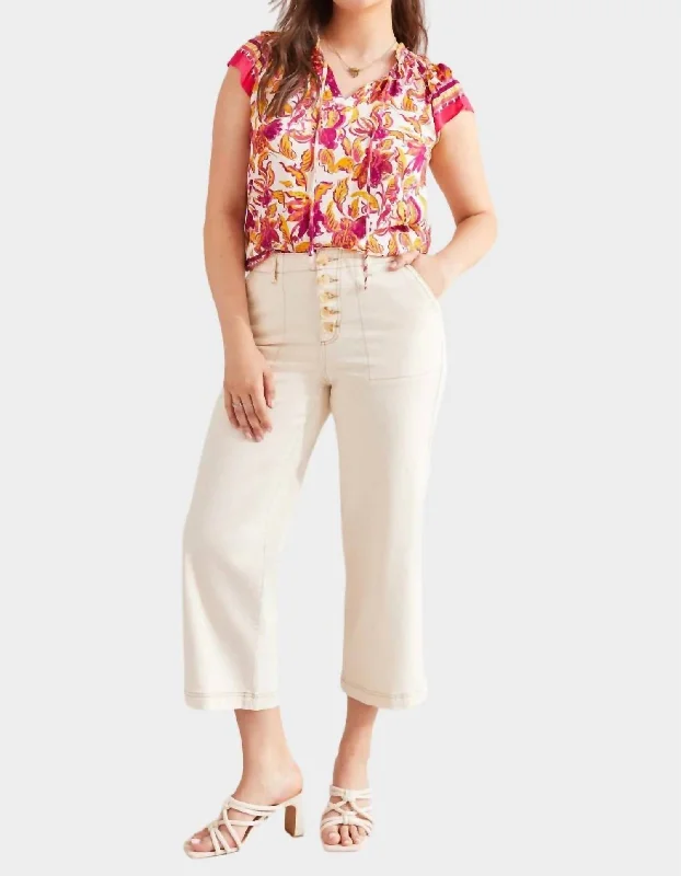 Stock Clearance Brooke High Rise Wide Leg Jean In Ecru