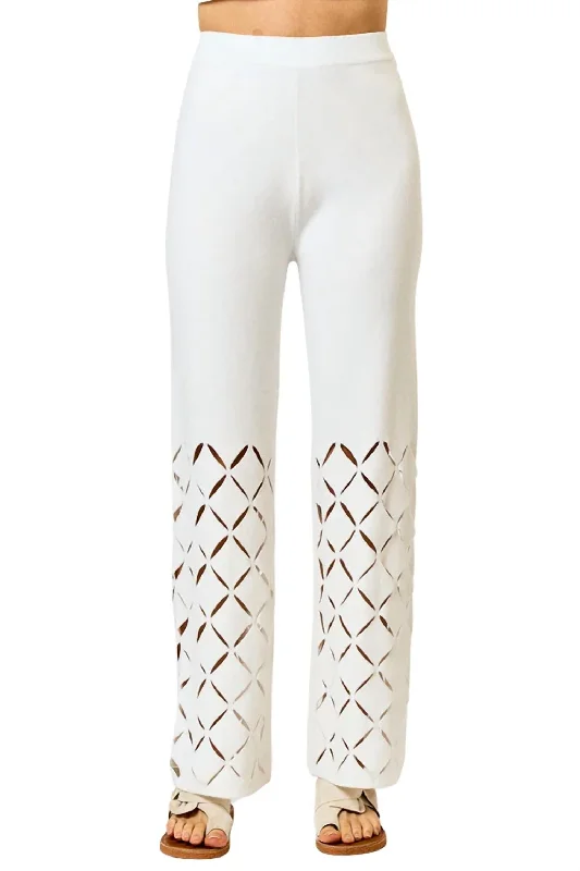 Stock Up Cut Out Detail Sweater Pants In Off-White