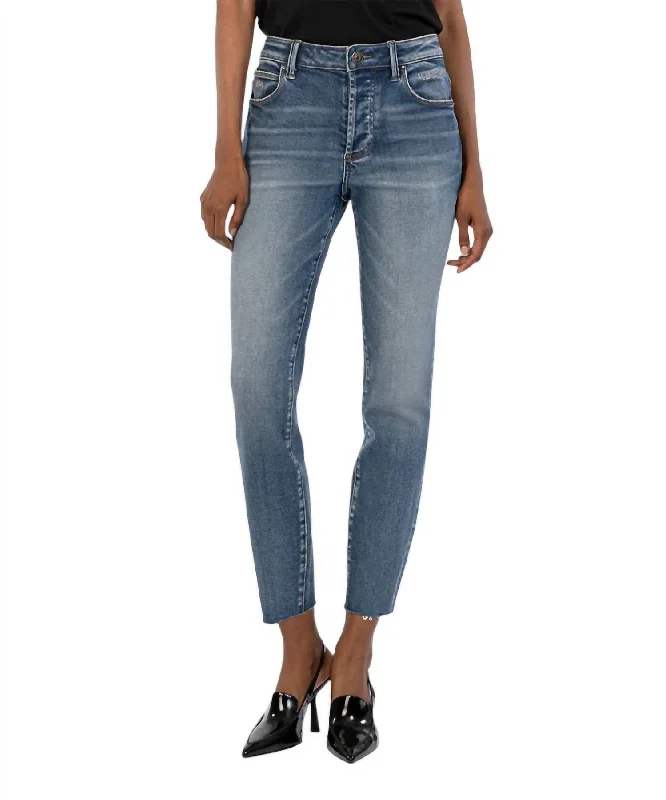 Savings Bonanza Charlize High Rise Cigarette Jean In Self Wash With Dark Stone