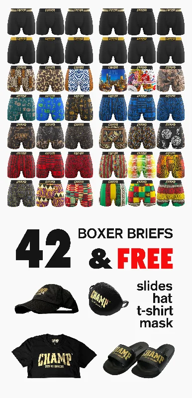 Weekend Savings Fiesta 42 BOXER BRIEFS - PLUS FREE SLIDES, FREE HAT, FREE T-SHIRT, FREE MASK