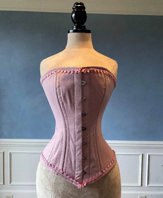 Big Savings Authentic cotton corset: vintage pink cotton overbust corset