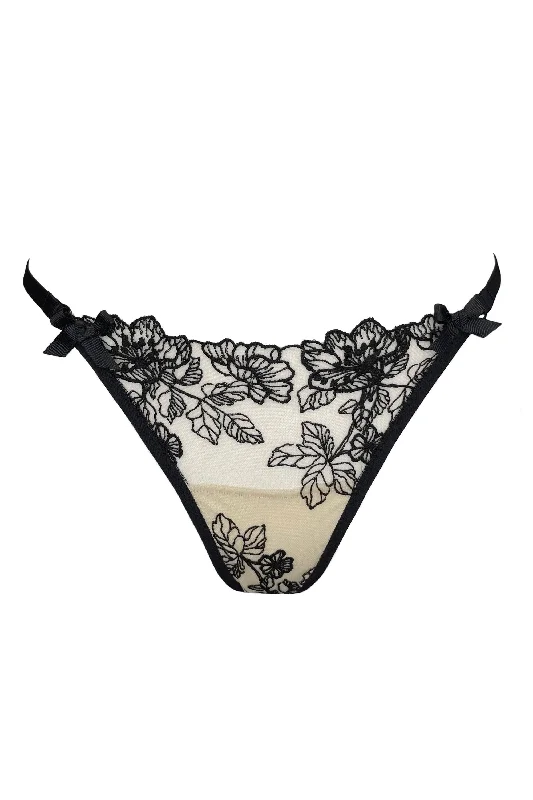 Barbara nude black lace thongs