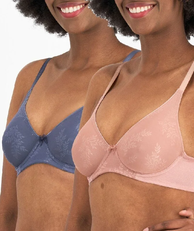 Price Slash Berlei Sweater Girl Underwire Bra 2 Pack - Grey Suede/Dusky Mauve