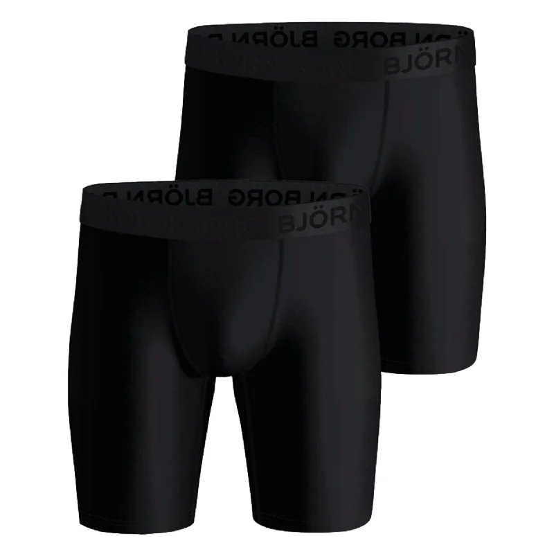 Special Savings Bjorn Borg Performance Boxer Long Leg 2 Pack - Black