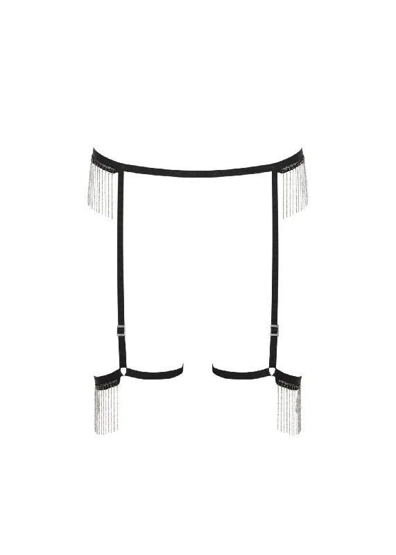 Deep Discounts Antoinette Thigh Harness (Black/Silver)