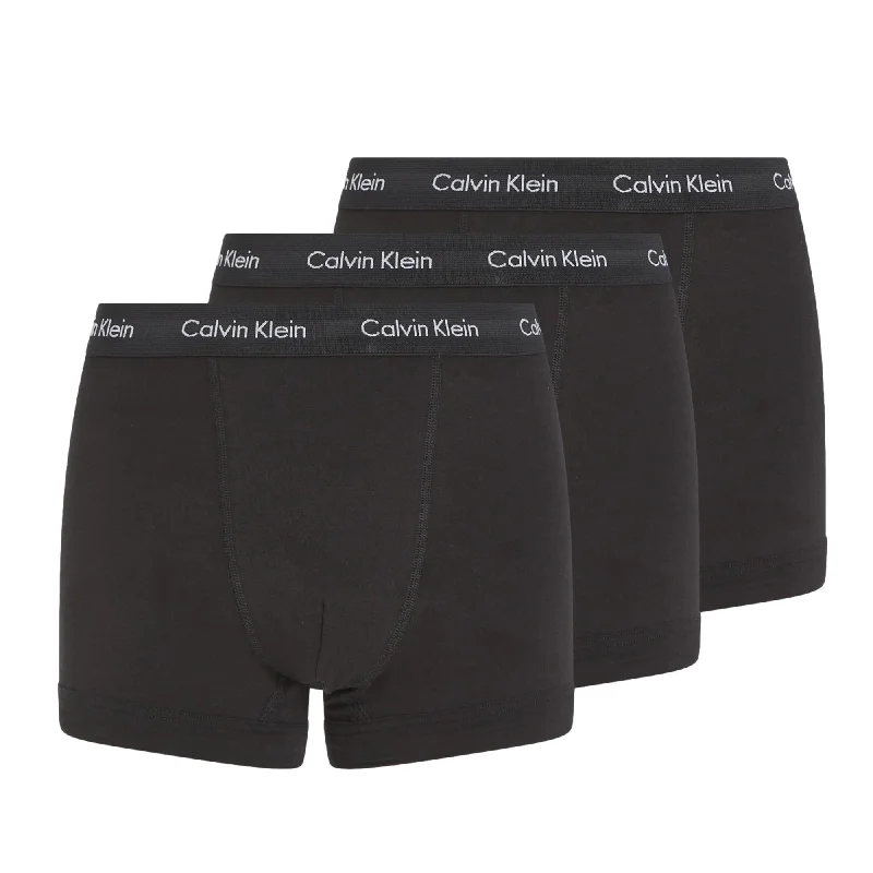 Calvin Klein Cotton Stretch Trunks 3 Pack - Black / Black