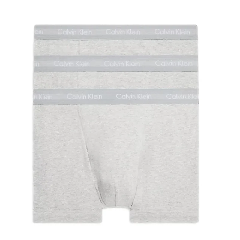 Calvin Klein Cotton Stretch Trunks 3 Pack - Grey Heather