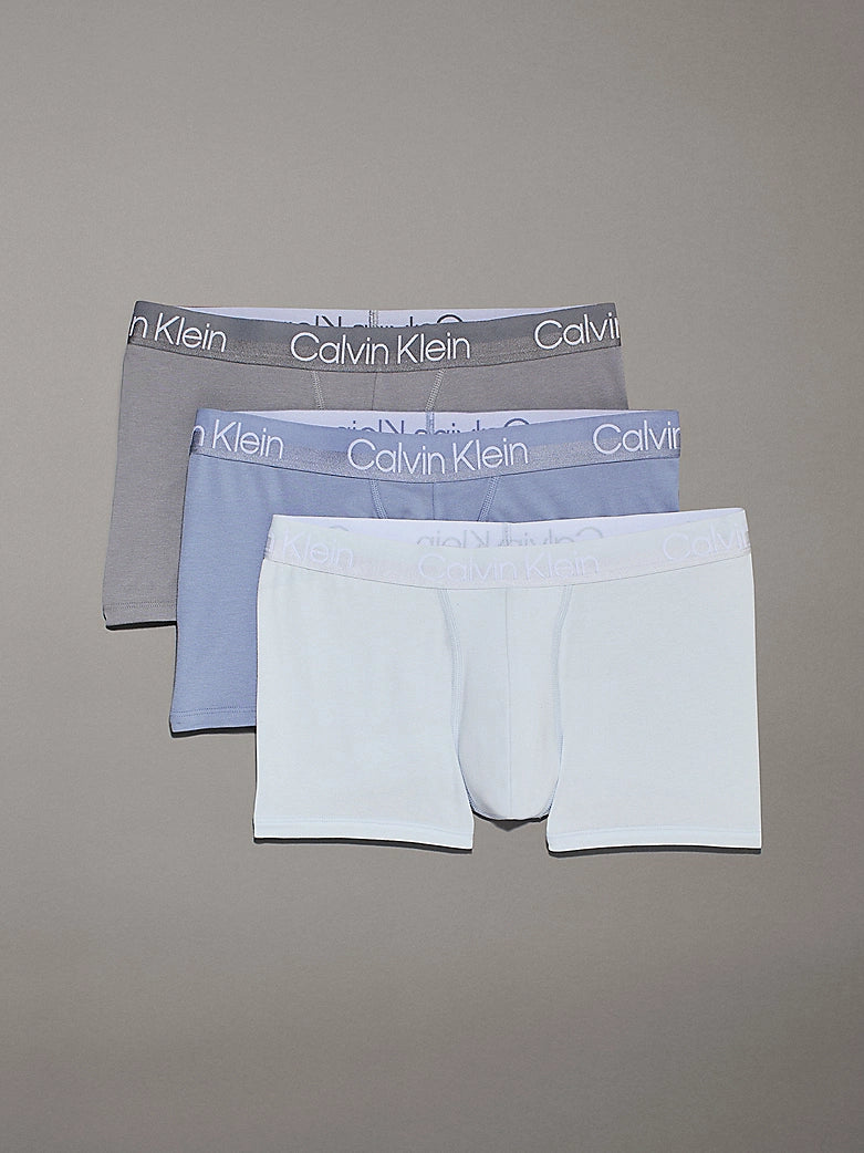 Bonus Savings Calvin Klein Mens Modern Structure Cotton Trunk 3 Pack - Troposphere, Plein Air, Convoy