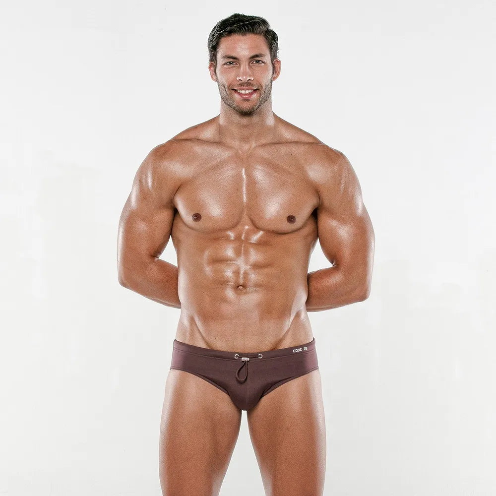 Closeout Deal Code 22 Tan enhancing swim brief 23093 chocolate