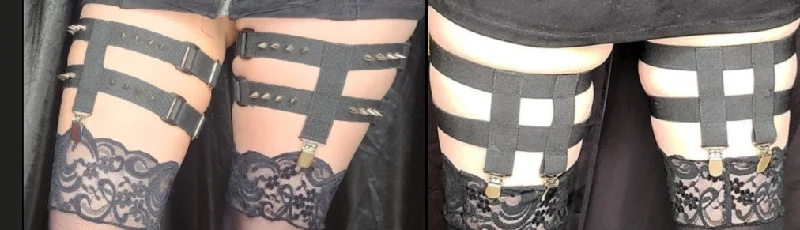 Best Bargains T front II back 2 leg strap garters with spikes